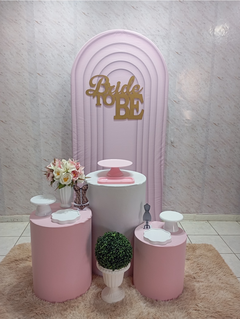 Kit Prata Bride To Be Portal Rosa - Greicy Art´s Decor
