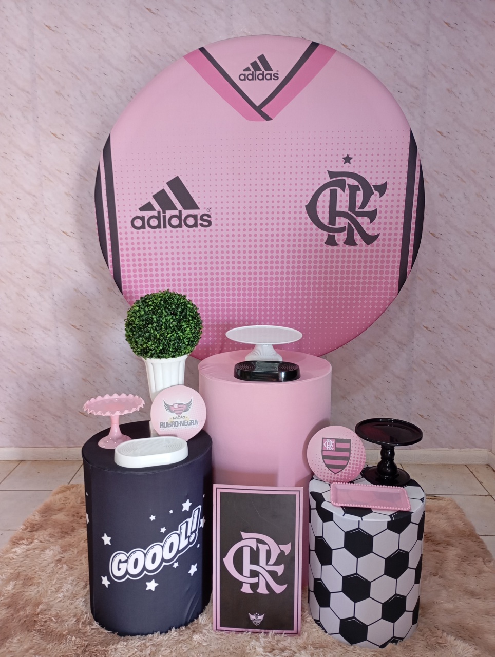 Kit Prata Flamengo Rosa - Greicy Art´S Decor