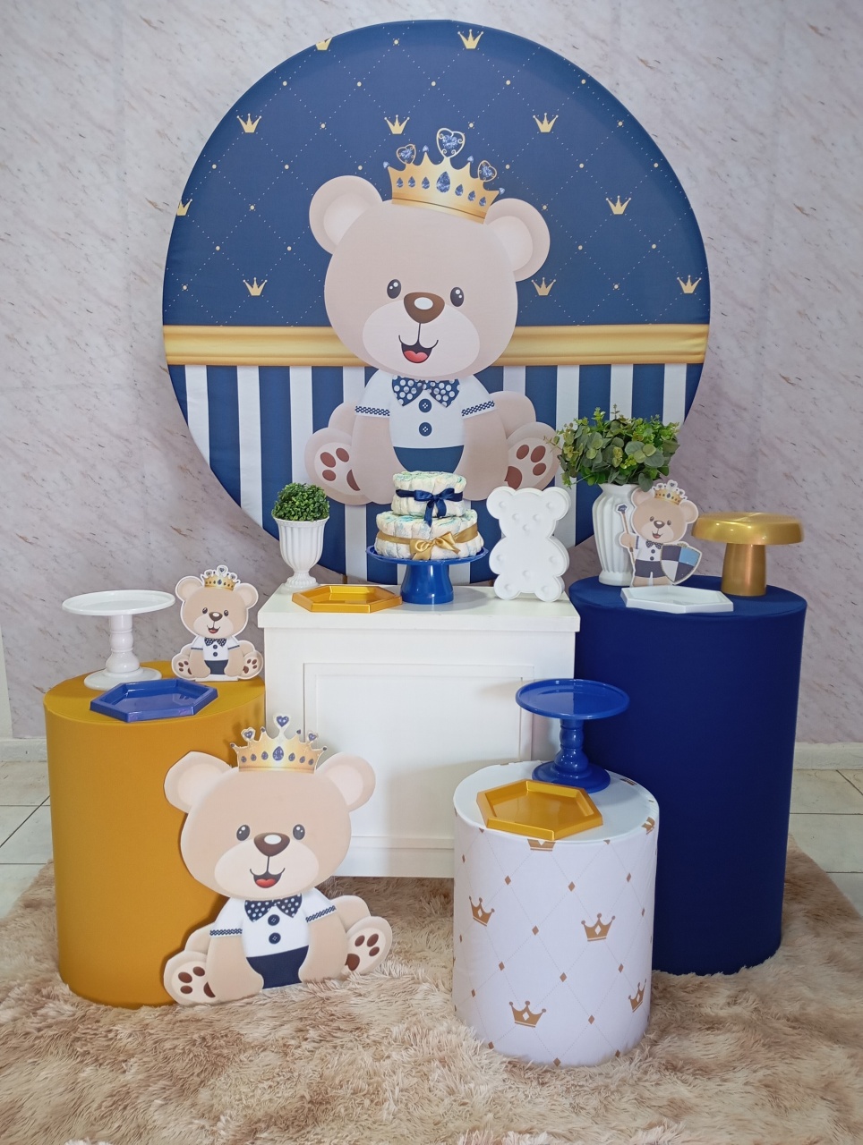 Kit Ouro Ursinho Príncipe Azul - Greicy Art´S Decor