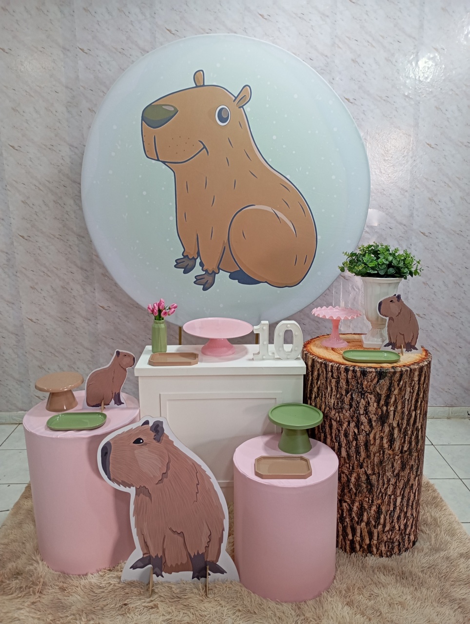 Kit Ouro Capivara Rosa - Greicy Art´S Decor