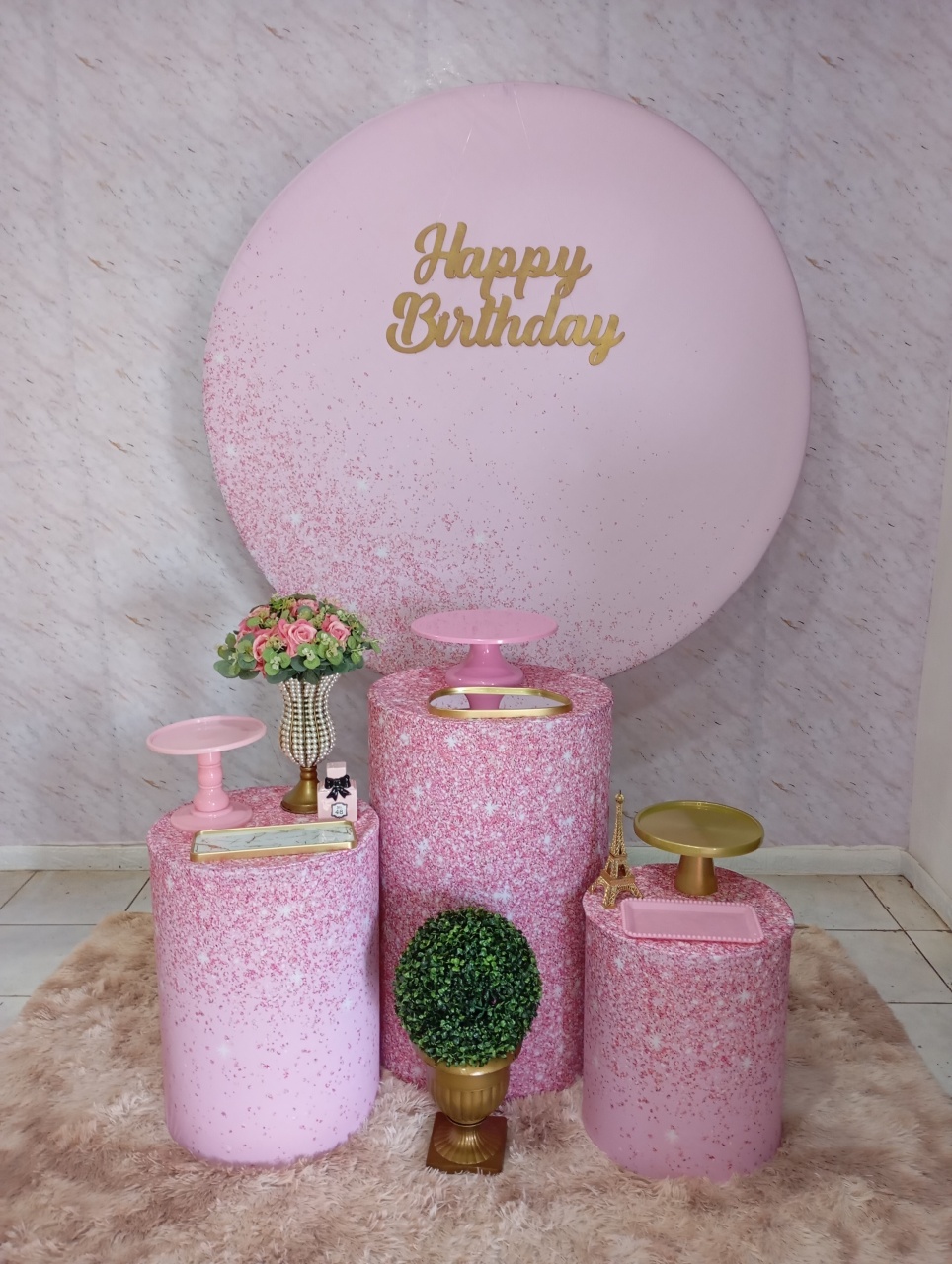 Kit Prata Rosa Glitter - Greicy Art´S Decor