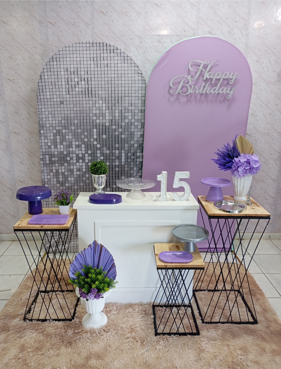 Kit Diamante Lilás Com Prata - Greicy Art´S Decor