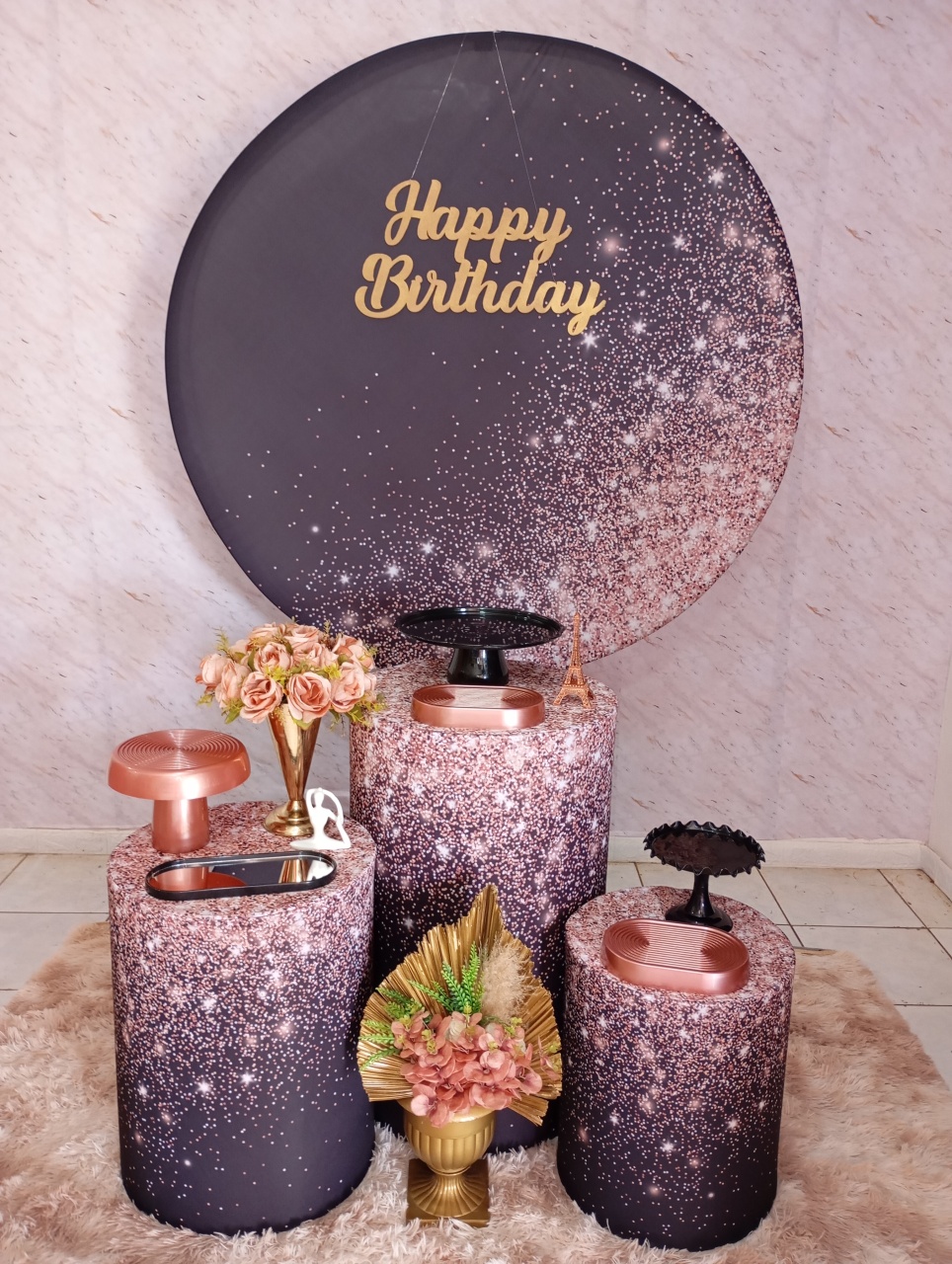 Kit Prata Preto/Rosé Ii - Greicy Art´S Decor
