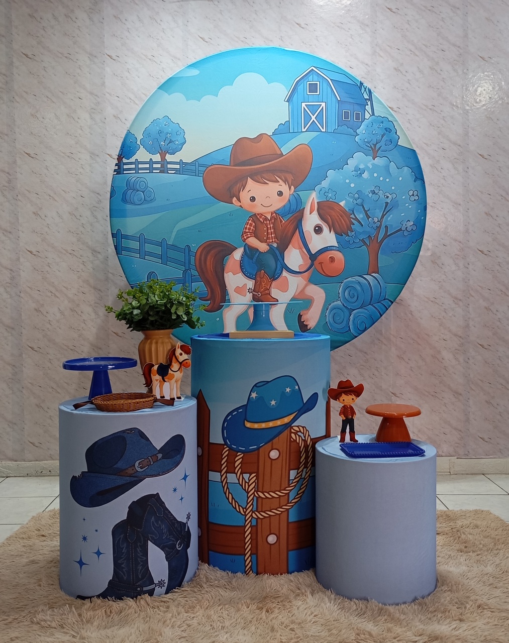Kit Prata Cowboy Azul - Greicy Art´s Decor