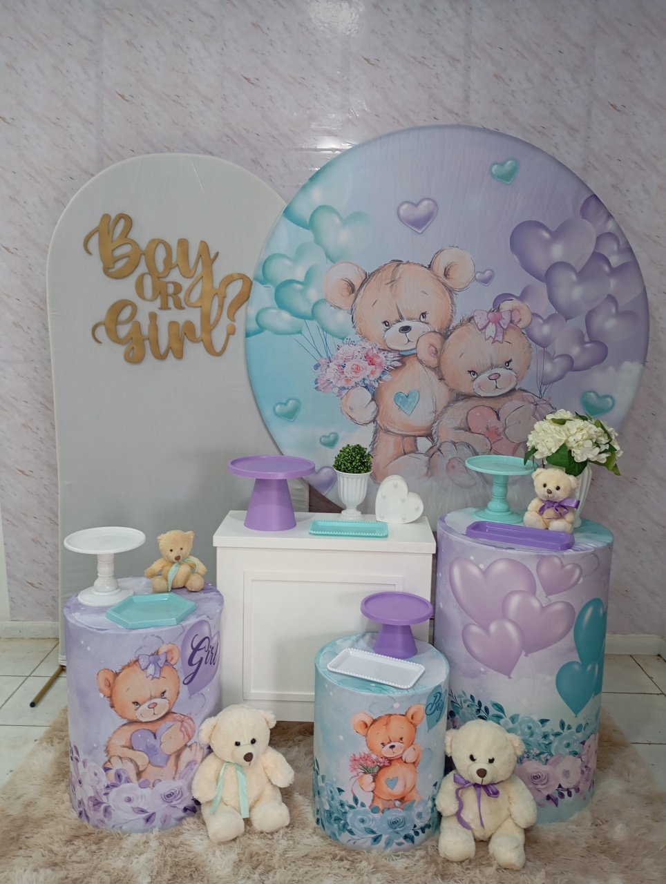 Kit Diamante Chá Revelação Verde E Lilás - Greicy Art´s Decor