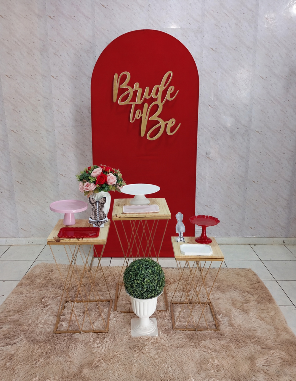 Kit Prata Bride To Be Vermelho Chá de Lingerie - Greicy Art´s Decor