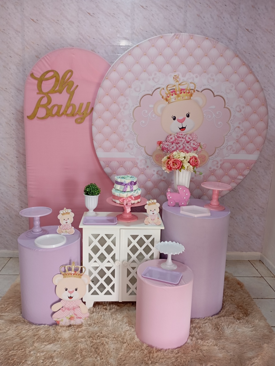 Kit Diamante Ursinha Rosa E Lilás  - Greicy Art´S Decor