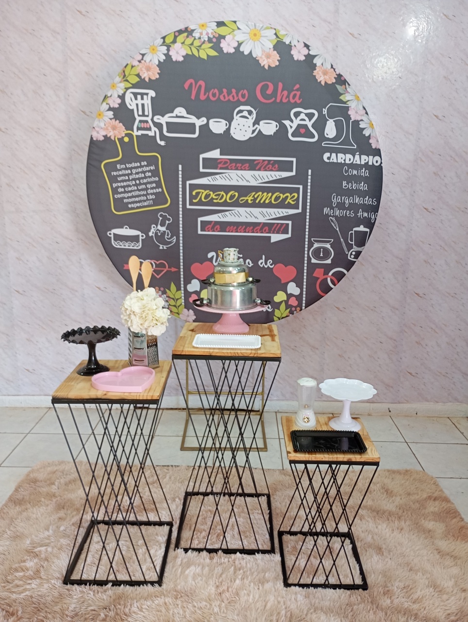 Kit Prata Chá de Panela Preto/Rosa - Greicy Art´s Decor