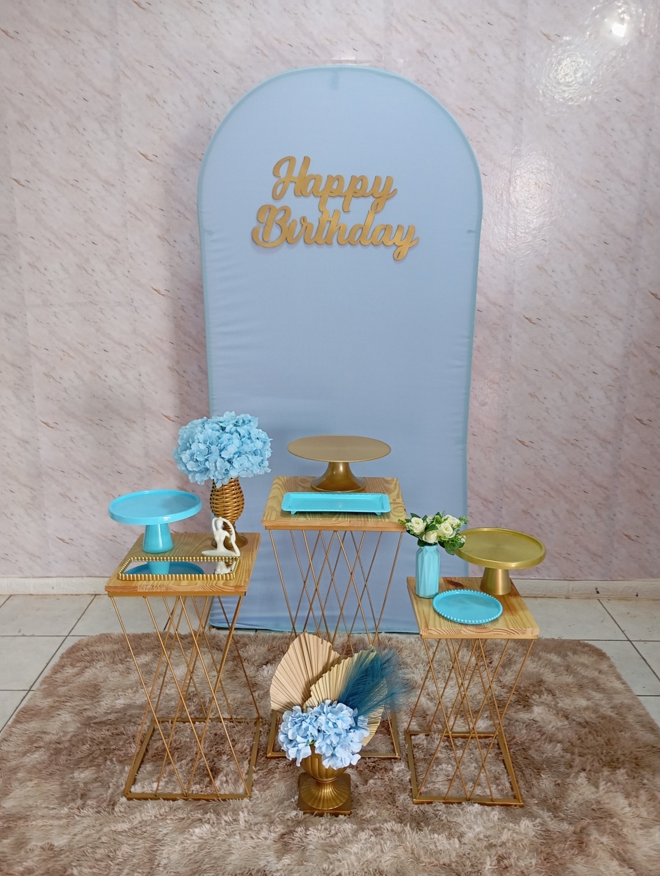 Kit Prata Azul Claro / Dourado - Greicy Art´s Decor