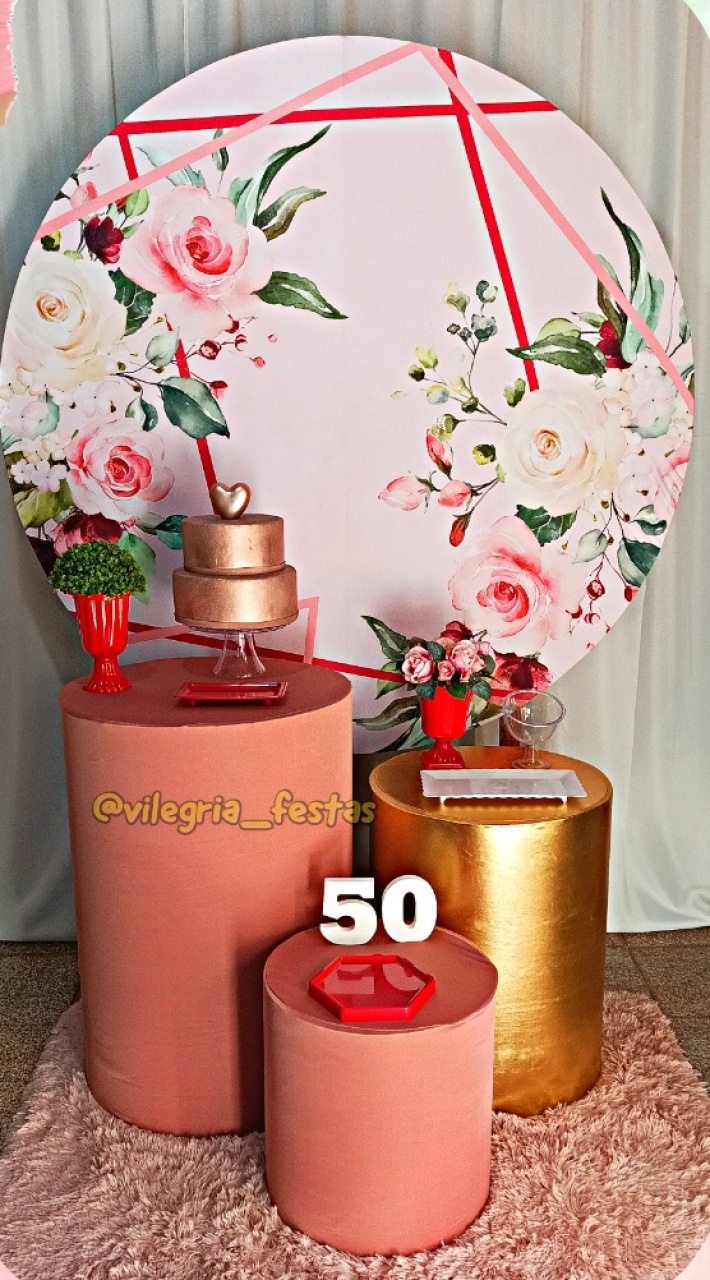 Kit Adulto Rc Flores Rosa E Branca Geométrico - Vilegria Festas