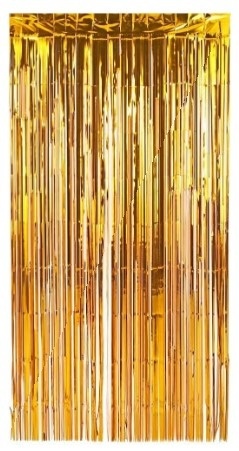 Cortina de Fitilho Metalizado Dourado 2X1  - Vilegria Festas