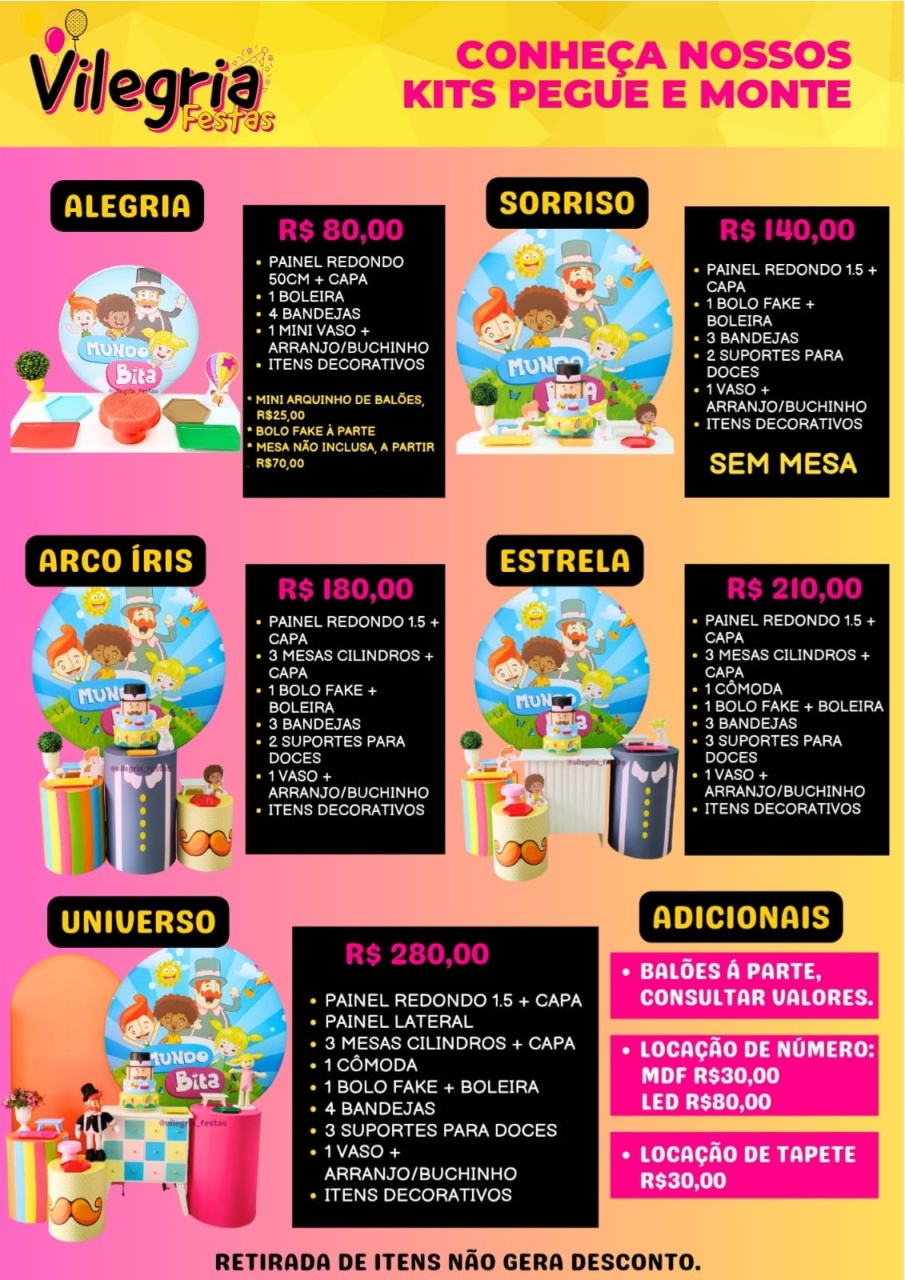 Nossos Kits - Vilegria Festas