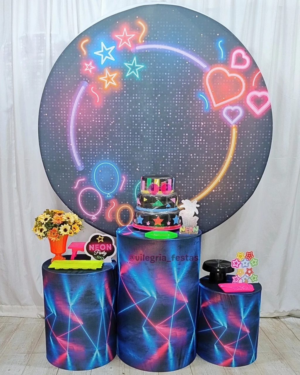 Kit Arco Íris Neon Coração E Estrela - Vilegria Festas