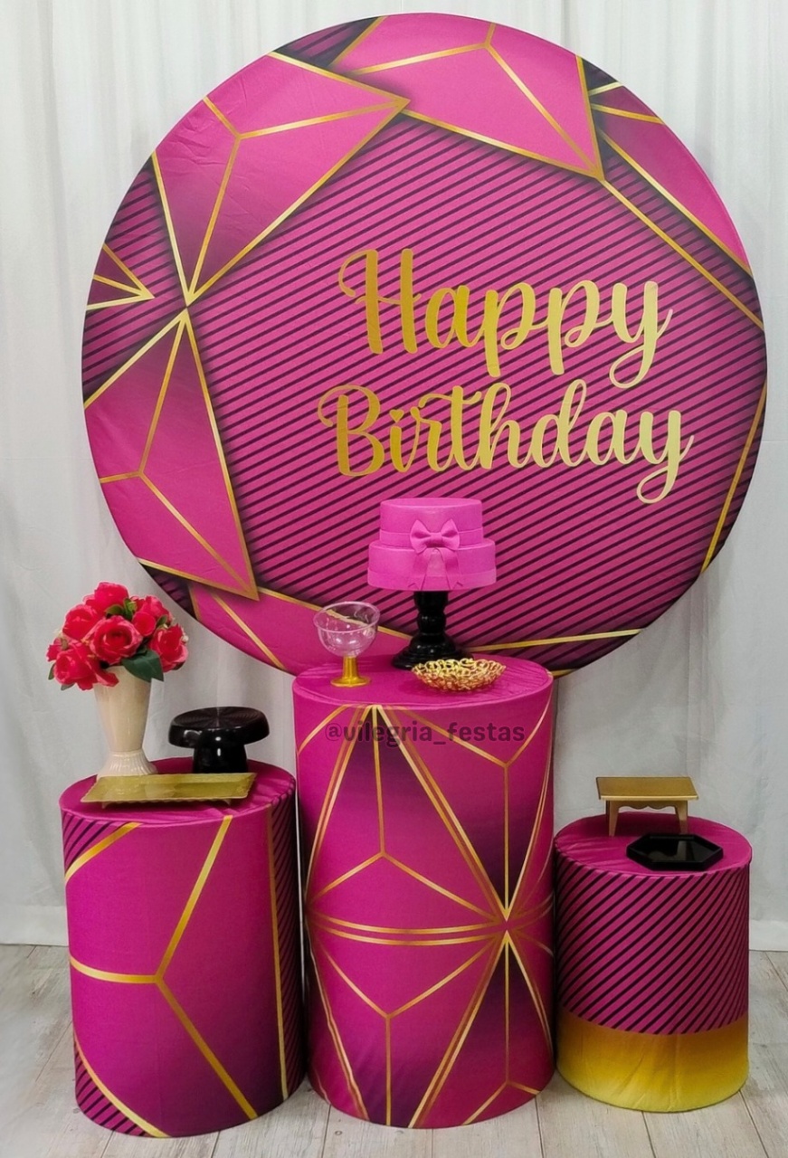 Kit Adulto Rc Happy Birthday Pink - Vilegria Festas