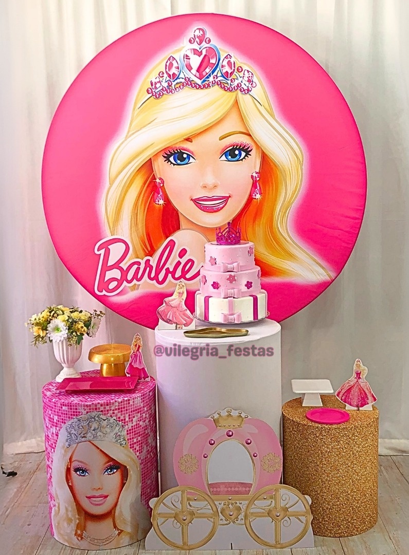 Kit Arco Íris Barbie Coroa 1 - Vilegria Festas