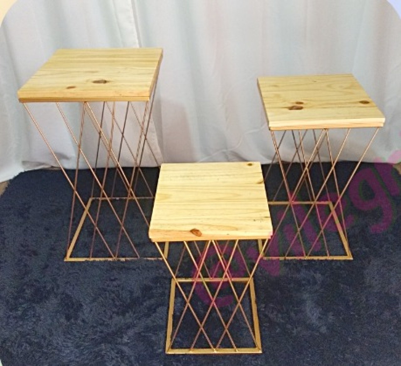 Trio de Mesa Teia Ferro Dourada - Vilegria Festas