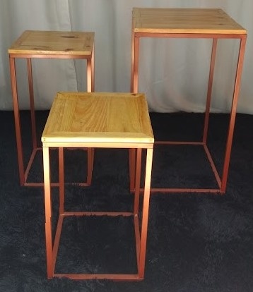Trio de Mesa Cubo Ferro Rose Gold - Vilegria Festas