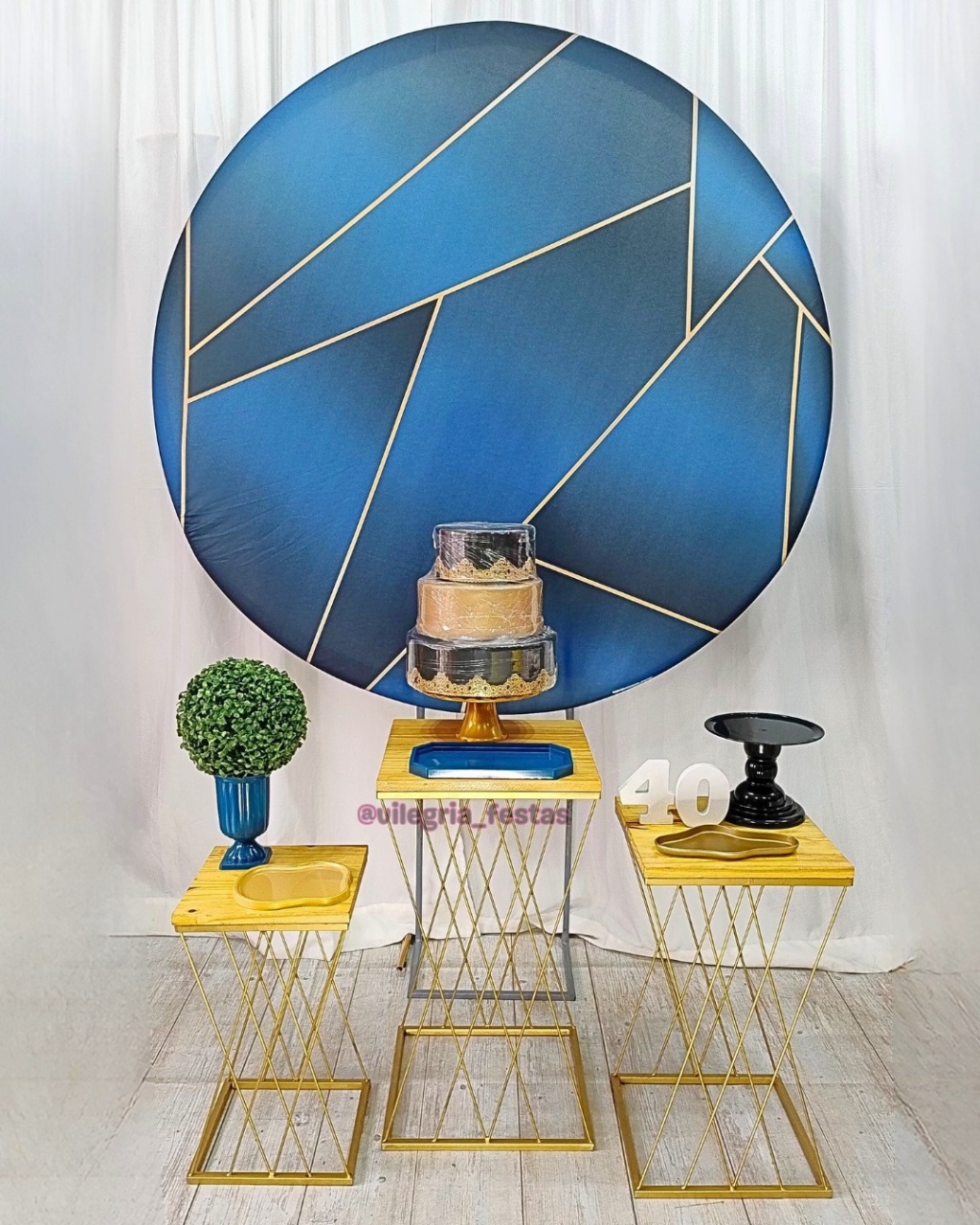 Kit Adulto Rf3 Azul Com Preto E Dourado - Vilegria Festas