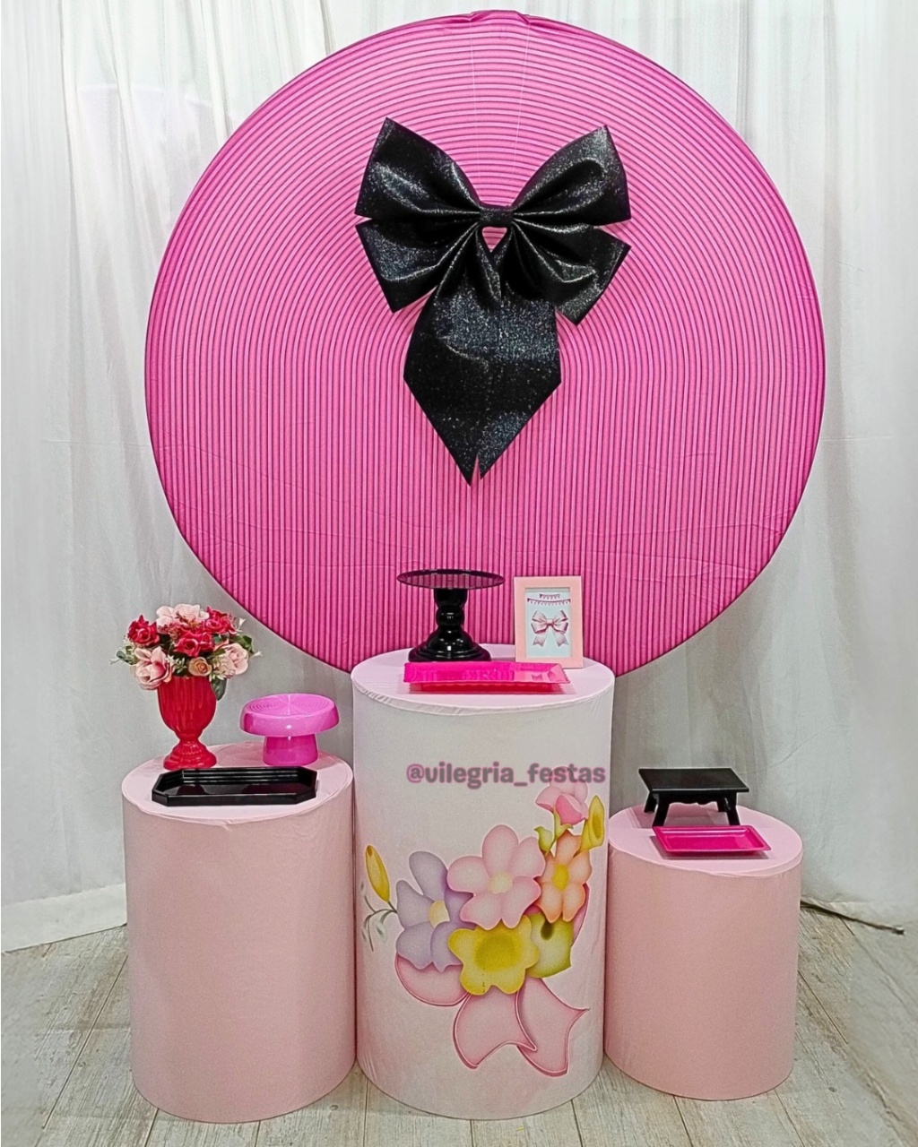 Kit Adulto Rc Pink Com Laço Preto 1 - Vilegria Festas