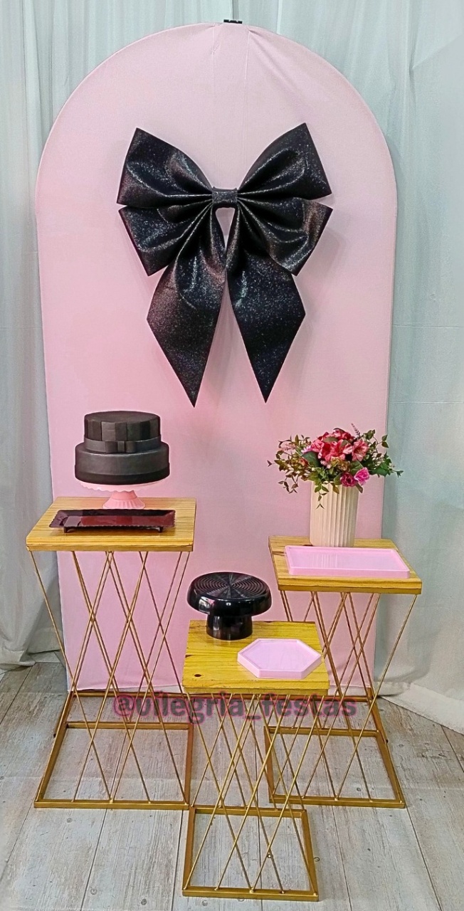 Kit Adulto Rof3 Rosa Laço Preto - Vilegria Festas