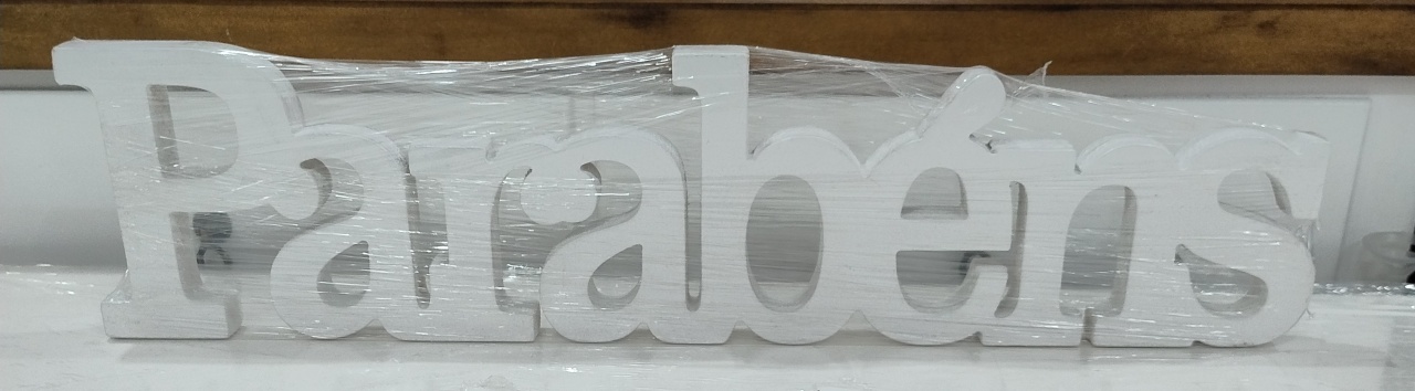 Palavra Parabéns Mdf Branco - Vilegria Festas