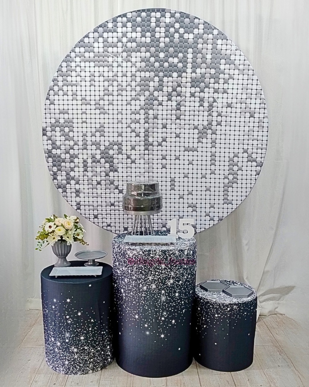 Kit Adulto Rc Preto Com Glitter Prata Lantejoula - Vilegria Festas