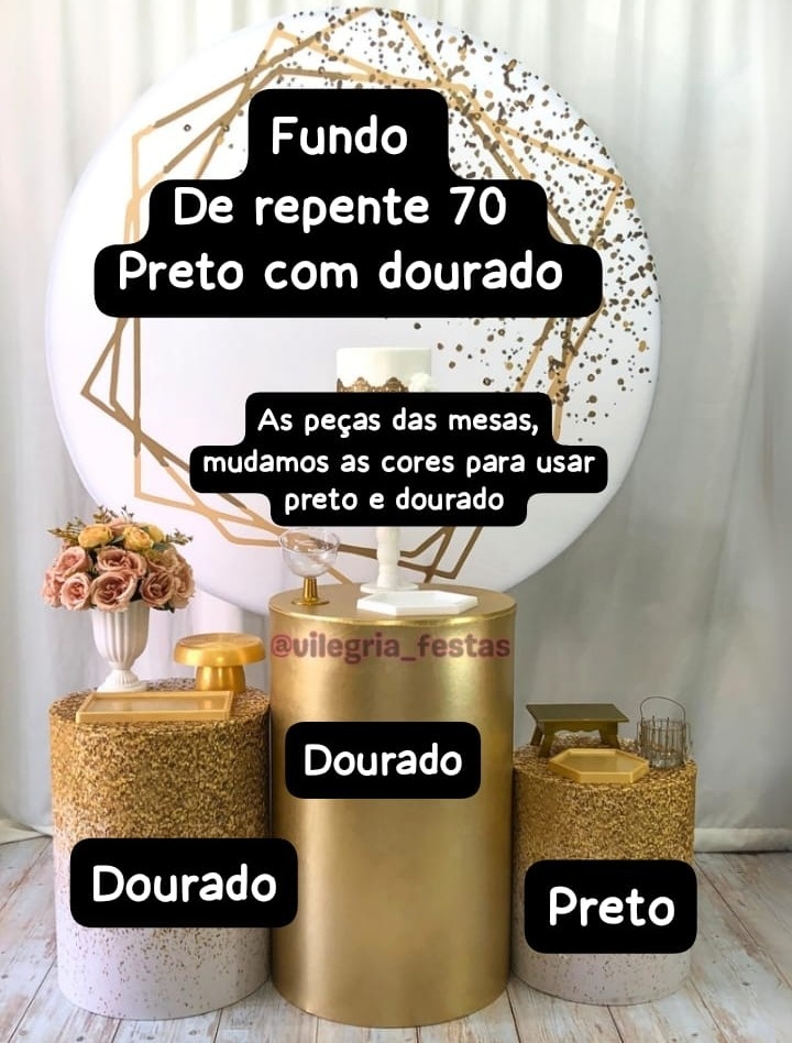 Kit Adulto Rc de Repente Preto Com Dourado - Vilegria Festas