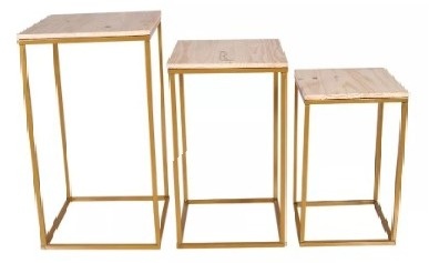 Trio de Mesa Cubo Ferro Dourada  - Vilegria Festas