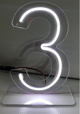 Número de Mesa de Led Branco Frio 3 - Vilegria Festas