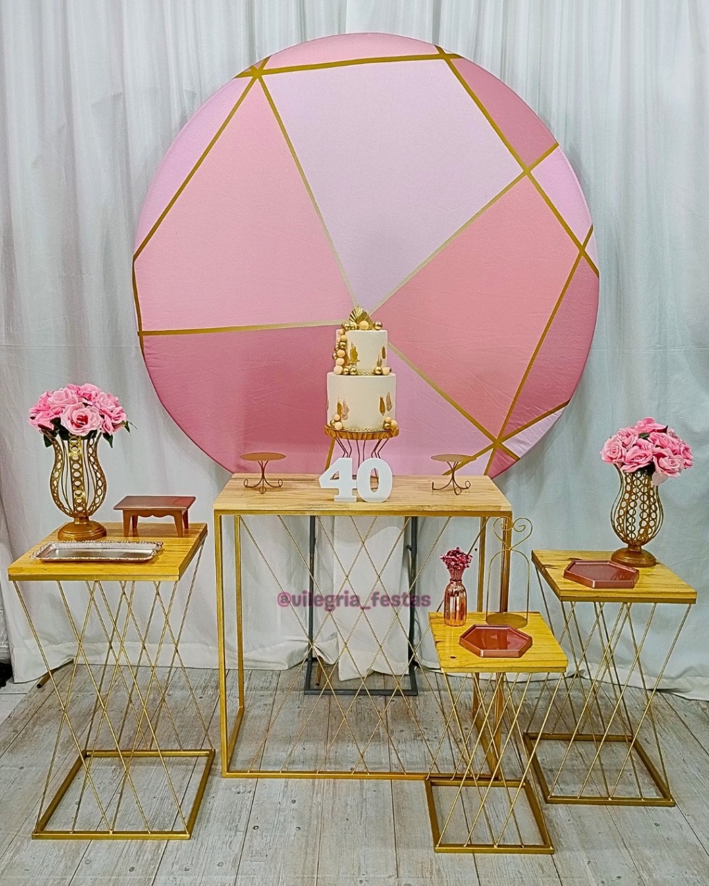 Composição Rosa Geométricos - Vilegria Festas