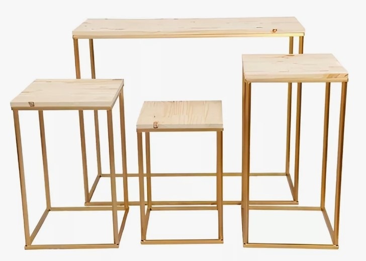 Quarteto de Mesa Cubo Ferro Dourada - Vilegria Festas