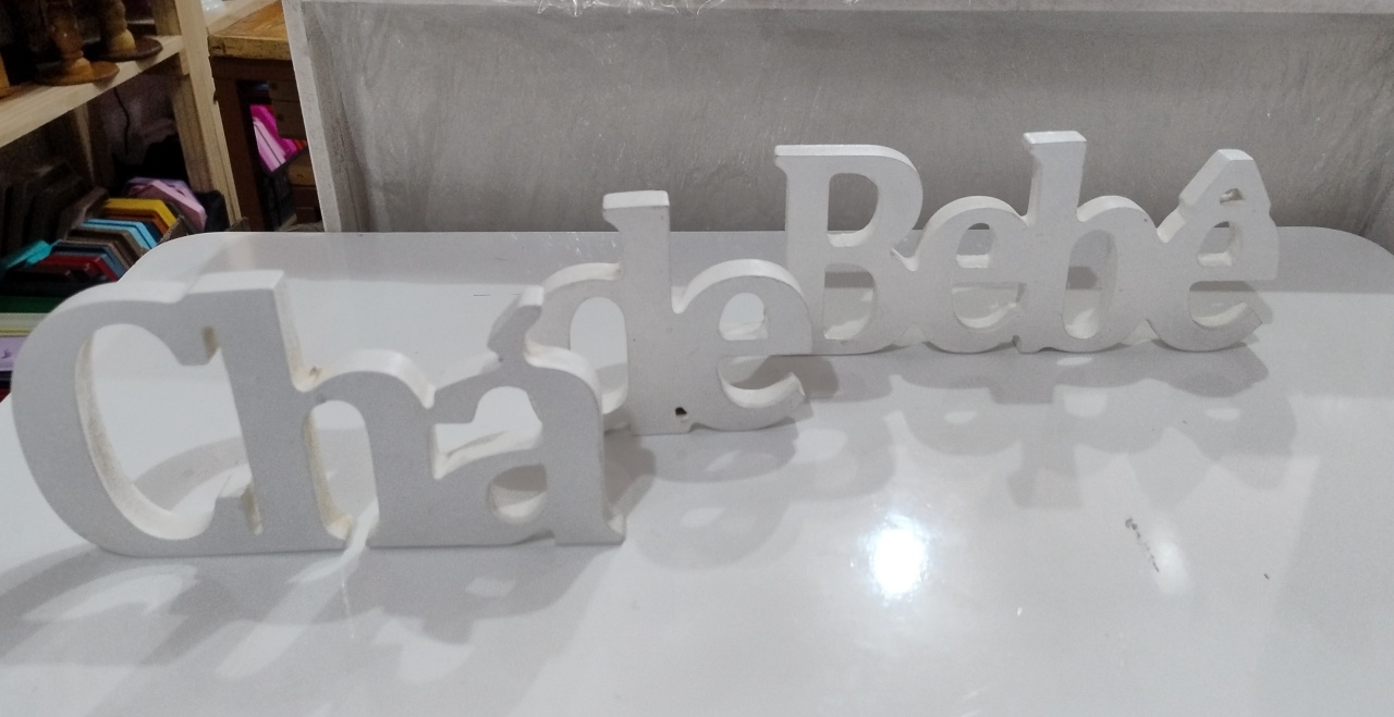 Palavra Chá de Bebe Mdf Branco - Vilegria Festas