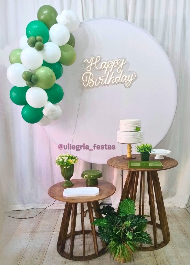 Composição Rústico Branco E Verde - Vilegria Festas