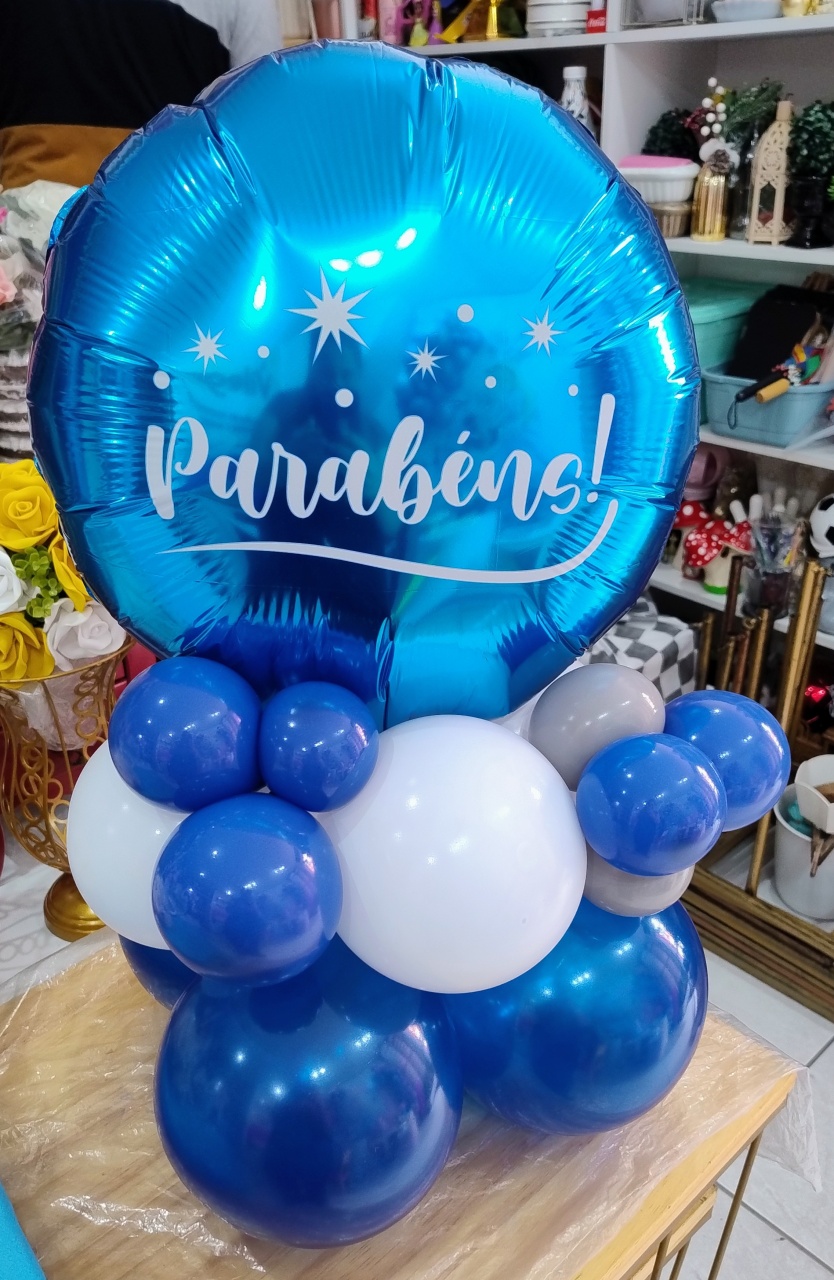 Arranjo de Balão Redondo Metalizado Foil  - Vilegria Festas