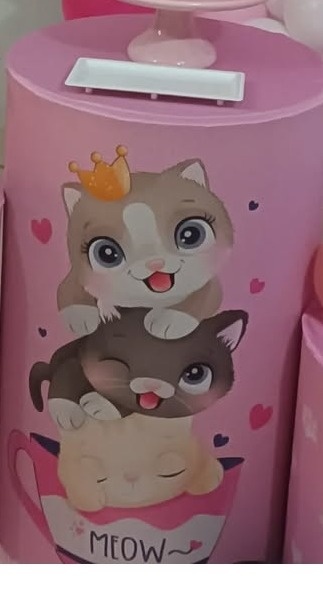 Capa Cilindro Gatinhos G - DIVINA BELLAS FESTAS PEGUE E MONTE