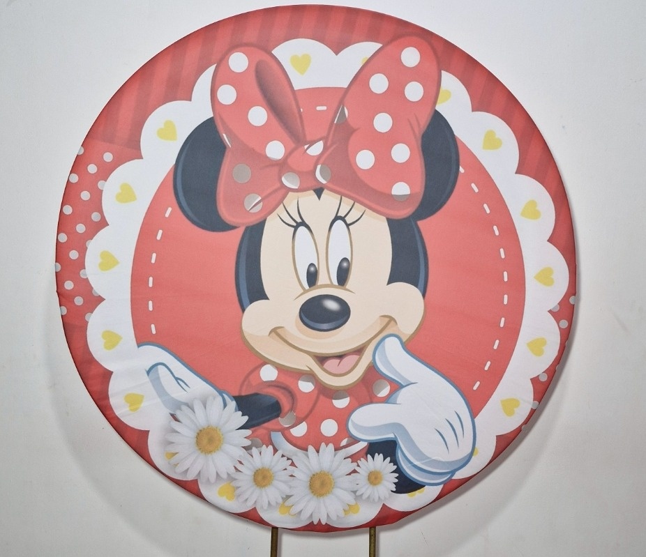 Capa Painel Minnie Vermelho 1,5 Redondo - DIVINA BELLAS FESTAS PEGUE E MONTE