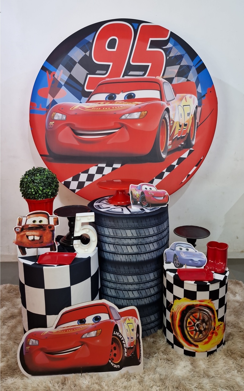 Kit Ouro Carros Relâmpago Mcqueen - DIVINA BELLAS FESTAS PEGUE E MONTE