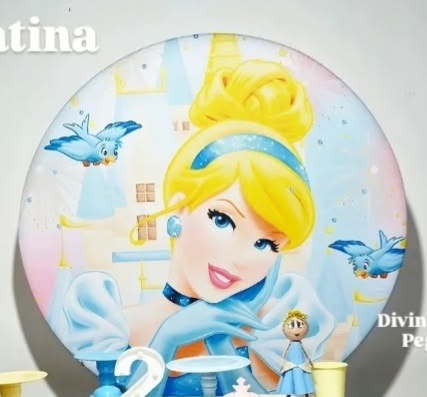 Capa Painel Cinderela Redonda 1,5 - DIVINA BELLAS FESTAS PEGUE E MONTE