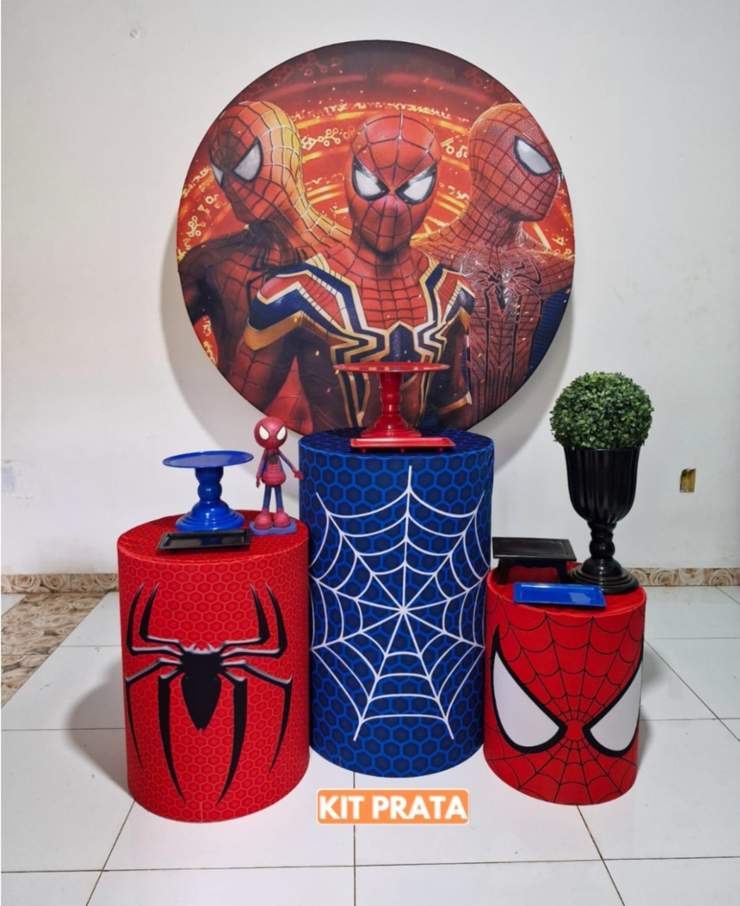 Kit Homem Aranha Cidade Azul Prata - DIVINA BELLAS FESTAS PEGUE E MONTE