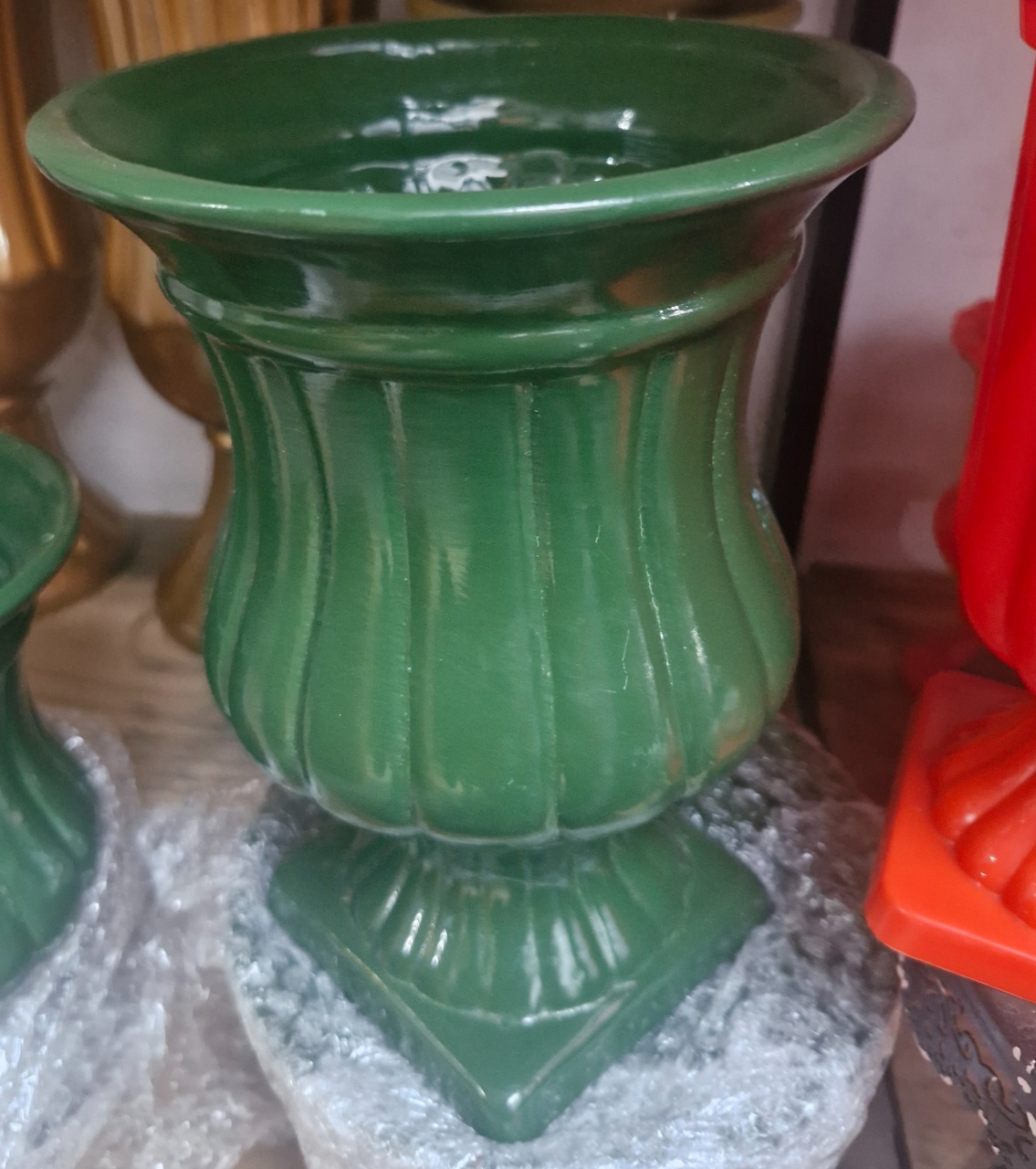 Vaso Verde Escuro Média Cerâmica - DIVINA BELLAS FESTAS PEGUE E MONTE