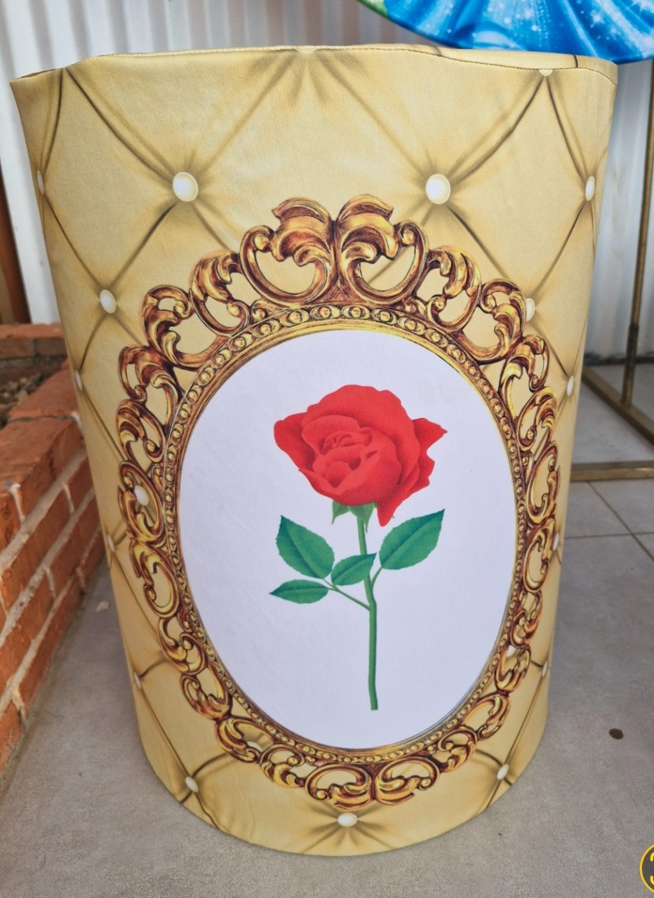 Capa de Cilindro Pricesa M Rosa Vermelha - DIVINA BELLAS FESTAS PEGUE E MONTE