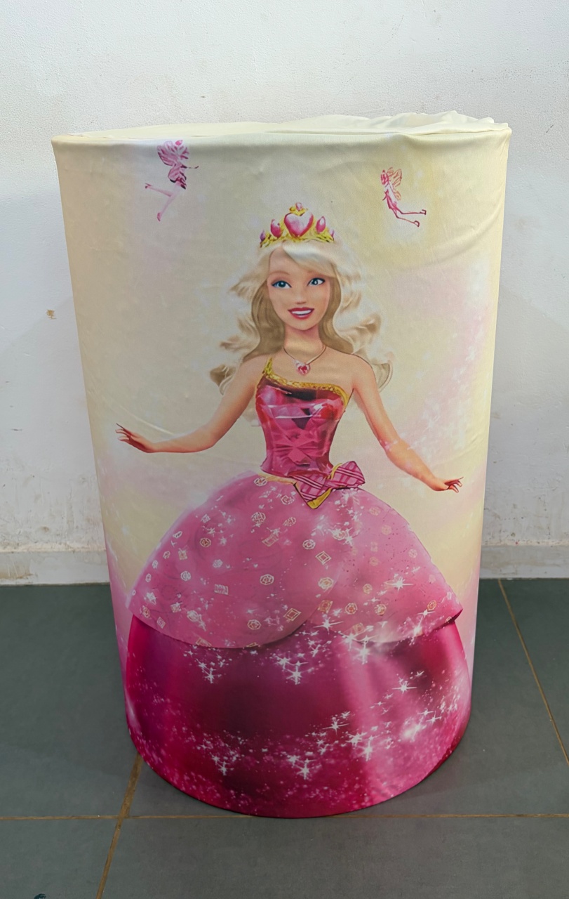 Capa Cilindro Barbie Rosa Claro Imagem G - DIVINA BELLAS FESTAS PEGUE E MONTE