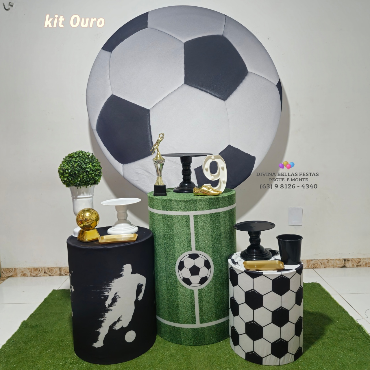 Kit Futebol Bola Ouro  - DIVINA BELLAS FESTAS PEGUE E MONTE