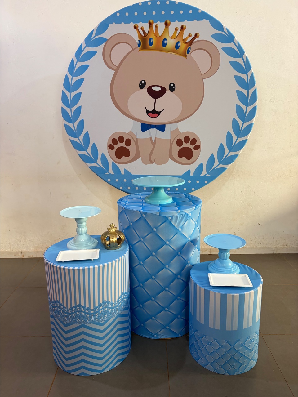 Ursinho Principe Azul Claro Kit Prata - DIVINA BELLAS FESTAS PEGUE E MONTE