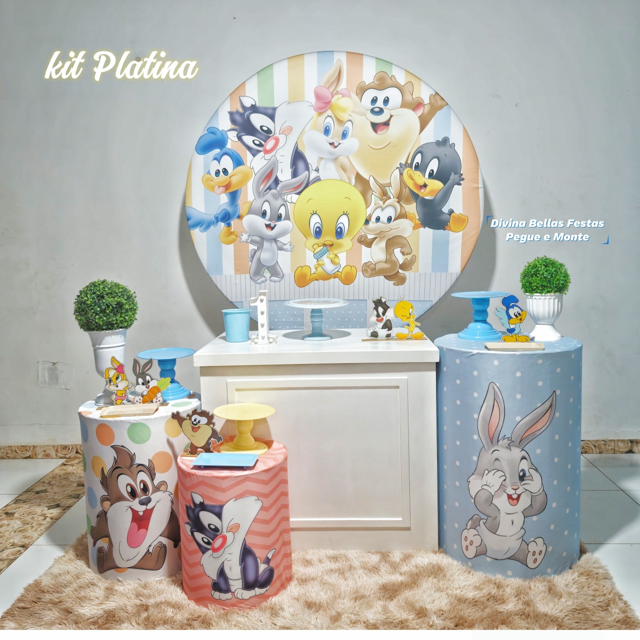 Kit Looney Tunes Platina - DIVINA BELLAS FESTAS PEGUE E MONTE