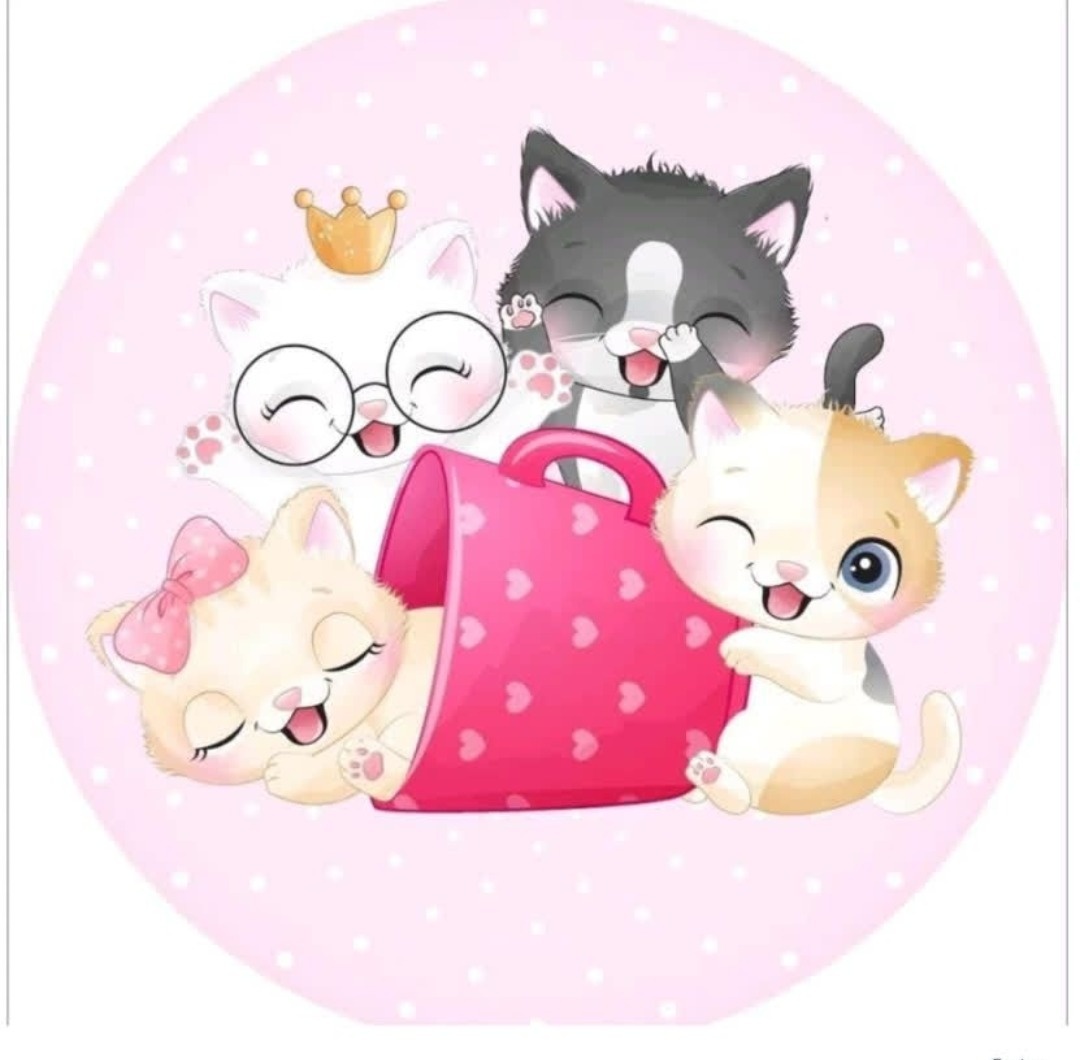 Capa Painel Gatinhos Redondo 1,5 - DIVINA BELLAS FESTAS PEGUE E MONTE