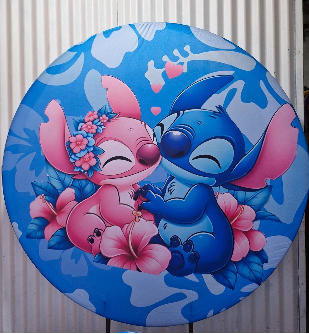 Capa Painel Stitch E Angel Floral - DIVINA BELLAS FESTAS PEGUE E MONTE