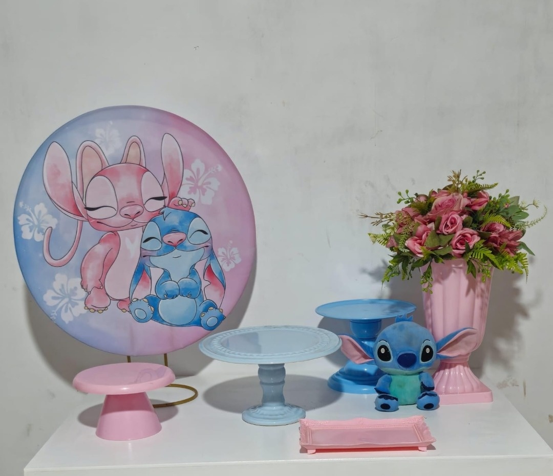 Stitch E Angel Kit Mini Festa Na Mesa  - DIVINA BELLAS FESTAS PEGUE E MONTE