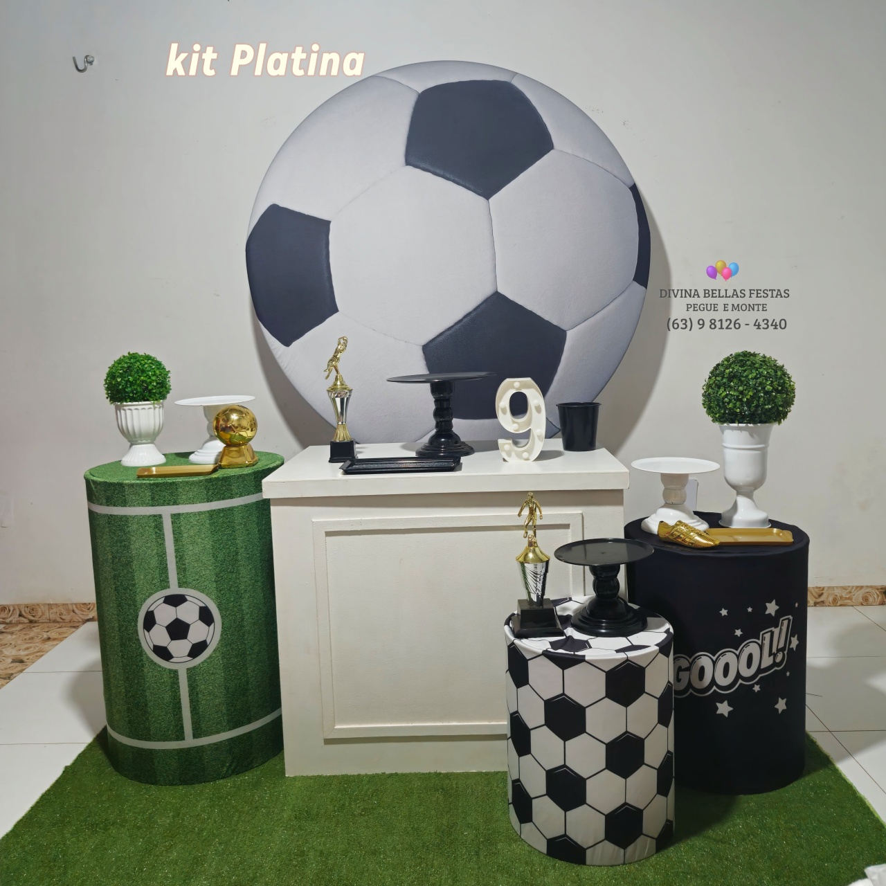 Kit Futebol Bola Platina - DIVINA BELLAS FESTAS PEGUE E MONTE