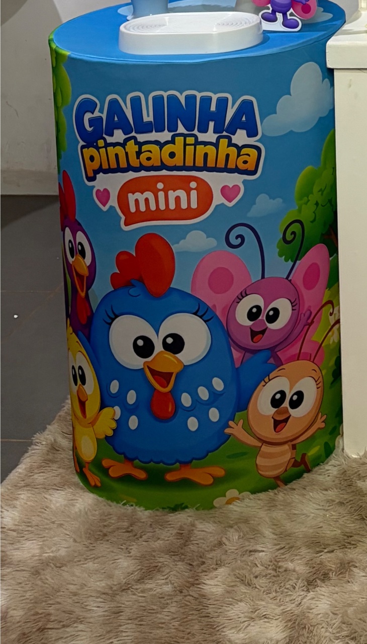 Galinha Pintadinha Mini Capa Cilindro G - DIVINA BELLAS FESTAS PEGUE E MONTE